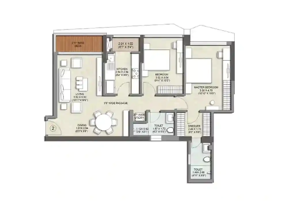 Wadala New Project 2 Bhk Floor Plan