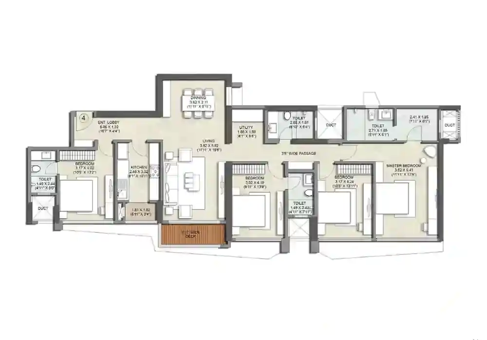 Wadala New Project 4 Bhk Floor Plan